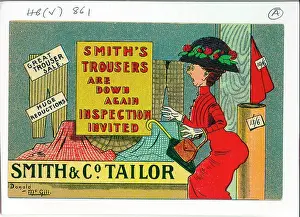 Prudish: Comic postcard, Smith's Trousers Are Down Again