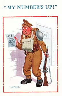 Prescription: Comic postcard, Soldier in the British Army, WW2