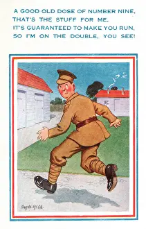 Latrines: Comic postcard, Soldier in the British Army, WW2