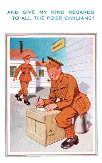 Naafi: Comic postcard, Soldiers in the British Army, WW2