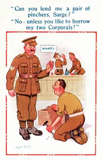 Pinch: Comic postcard, Soldiers in the British Army, WW2