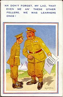 Learners: Comic postcard, Soldiers in the British Army, WW2