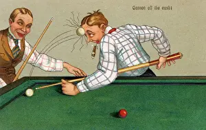 Baize: Comic Postcard - Sport - Billiards - Cannon off the cush