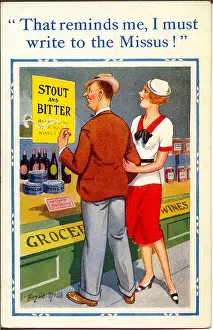 Reminds: Comic postcard, Stout and bitter