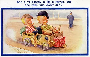 Prunes: Comic postcard - Two Street Urchins with their soapbox racer