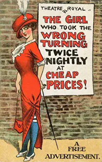 Flirty: Comic Postcard - Suggestive poster and girl