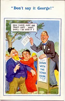 Tract: Comic postcard, Temperance speaker and audience