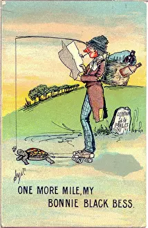 Rollerskating: Comic postcard, Travelling on rollerskates