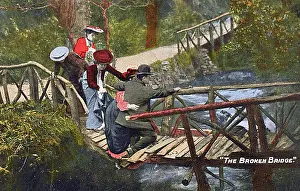 Unsafe: Comic Postcard - unfolding drama on the broken bridge