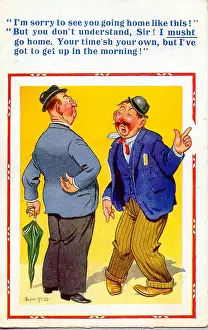 Misunderstanding: Comic postcard, Vicar and drunken man