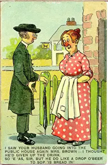 Abstinence: Comic postcard, Vicar and housewife