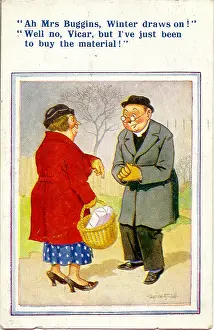 Misunderstanding: Comic postcard, Vicar and woman in the street