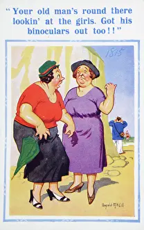 Frump: Comic postcard, Voyeurism on the beach