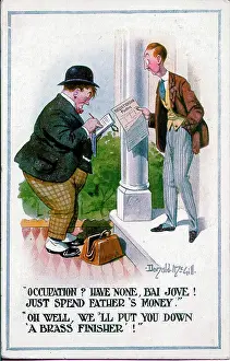 Finisher: Comic postcard, wartime recruitment, WW1