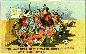Jostling: Comic postcard, Water Chute, Edinburgh Exhibition