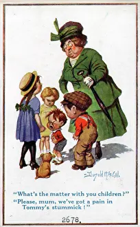 Frump: Comic postcard, Woman with children