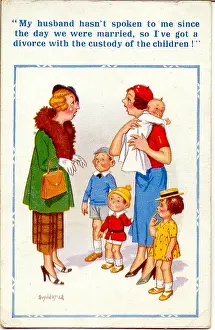 Spoken: Comic postcard, Woman with four children