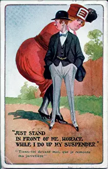 The Donald Mcgill Archive Collection: Comic postcard, Woman hides behind man