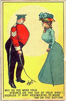 Ambiguous: Comic postcard, Woman and sergeant