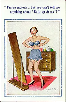 Unattractive: Comic postcard, Woman in her underwear