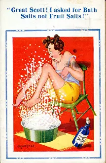 Froth: Comic postcard, Woman with wrong kind of salts
