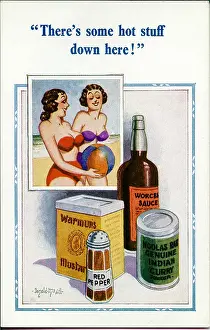 Flavouring: Comic postcard, Two women in bikinis at the seaside