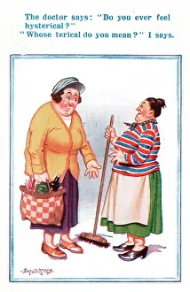 Hysterical: Comic postcard, Two women in conversation