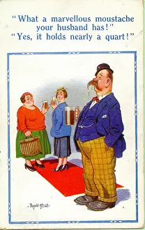Marvellous: Comic postcard, Women and man in a pub
