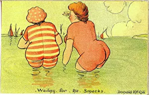 Smacks: Comic postcard, Two women in the sea