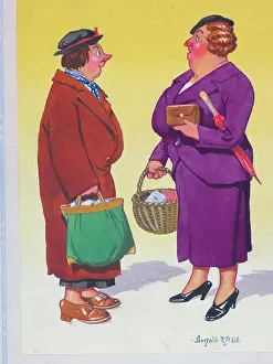 Frump: Comic postcard, Two women talking about pubs