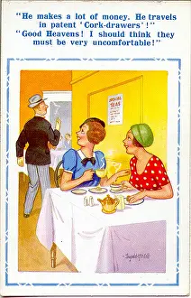 Teashop: Comic postcard, Two women in a teashop
