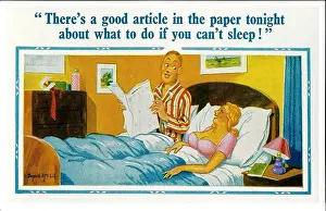 Subtle: Comic postcard, Young couple in bed