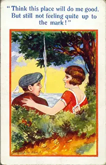 Stocker: Comic postcard, Young couple at the seaside