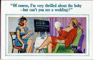 Abracadabra: Comic postcard, Young woman visits fortune teller