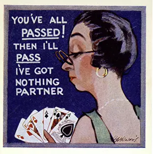 Passed: Comic Score Card for Bridge Playing Card Game No. 6