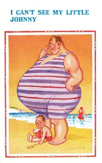 Rotund: Comic Seaside Postcard - I Can't See My Little Johnny