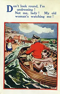Deckchairs: Comic seaside postcard sent from Blackpool