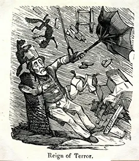 Raining: Comic visual and verbal pun - Reign of Terror
