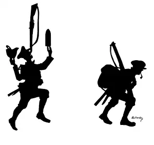 Rucksack: Comic wartime scene, Western Front, WW1
