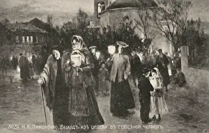 Maundy: Coming out of church on Maundy Thursday