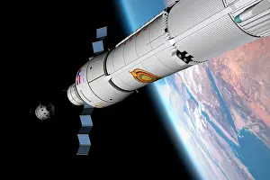 Probe: A command module approaches an awaiting rocket in Earth ?