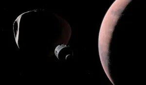 Satellites: A command module begins a close approach to Phobos