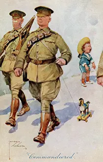 Commandeering: Commandeered - postcard by Lawson Wood