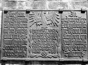 Exploitation: A commemorative plaque for the fallen Selbstschutz members i