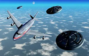 Approaching: A commerical flight Boeing 747 being stalked by UFO's