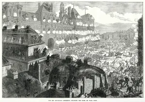 Rightwing: Communards attacking the Hotel de Ville; Paris Commune 1871