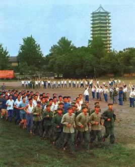 Jogging: Communist China - university students exercising