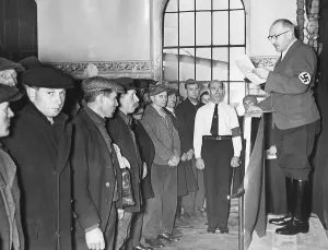 Appeal: Company roll-call in Bruex, 1938