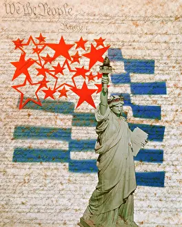 Bicentennial: Composite Illustration Statue of Liberty and Symbolic