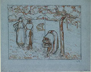 Compositional: Compositional Study of four Female Peasants, by Pissarro